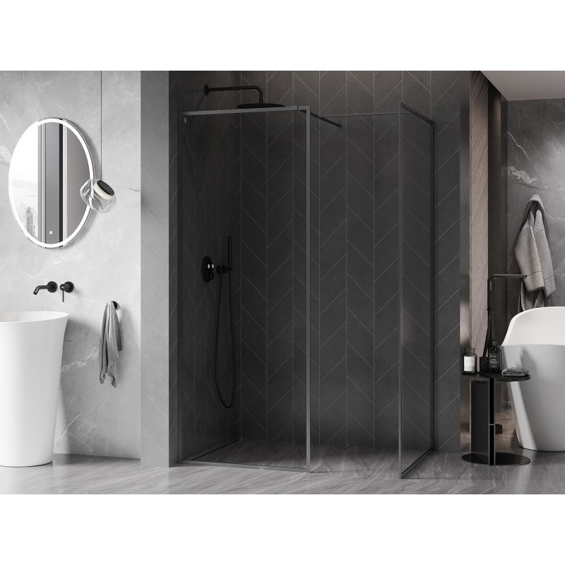 Mexen Kioto-F sprchová stěna Walk-in s rámem 155 x 90 cm, transparentní 8 mm, kartáčovaná zbraňová šedá