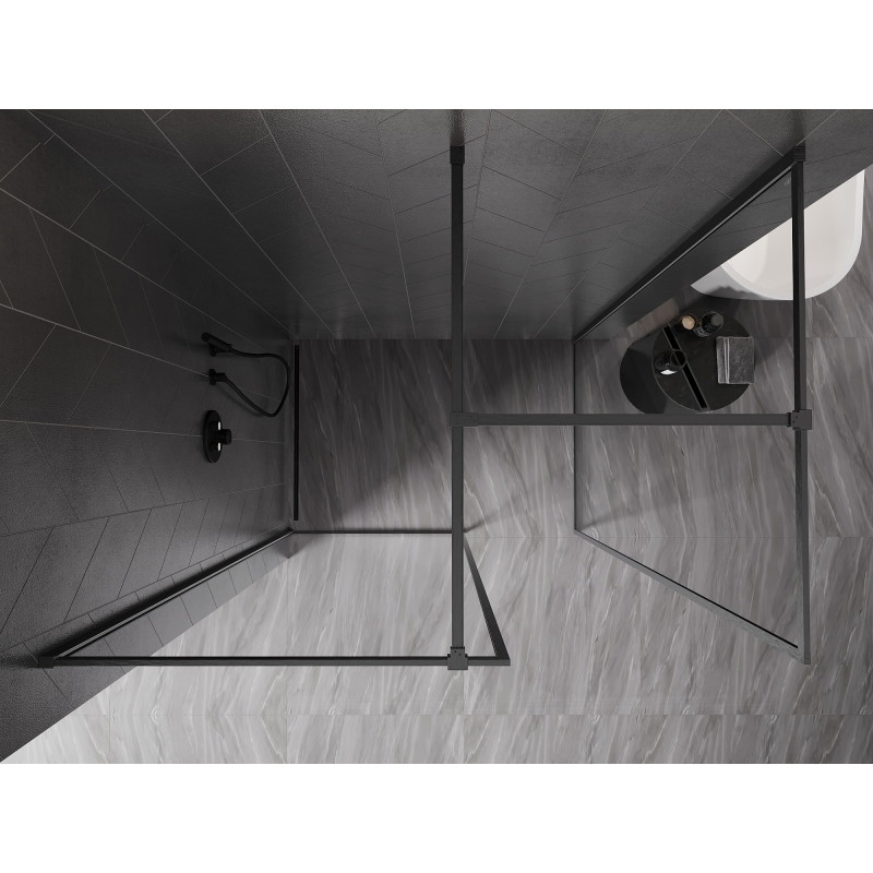 Mexen Kioto-F sprchová stěna Walk-in s rámem 155 x 90 cm, transparentní 8 mm, kartáčovaná zbraňová šedá