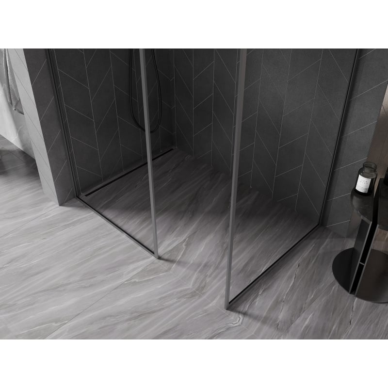 Mexen Kioto-F sprchová stěna Walk-in s rámem 115 x 80 cm, transparentní 8 mm, gun metal - 800-115-202-04-95-080