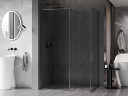 Mexen Kioto-F Sprchová stěna Walk-in s rámem 135 x 100 cm, průhledná 8 mm, kartáčovaná tmavě šedá