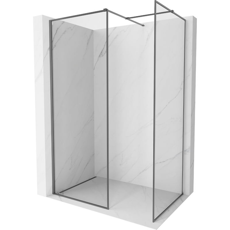 Mexen Kioto-F sprchová příčka Walk-in s rámem 180 x 115 cm, transparentní 8 mm, gun metal - 800-180-202-04-95-115