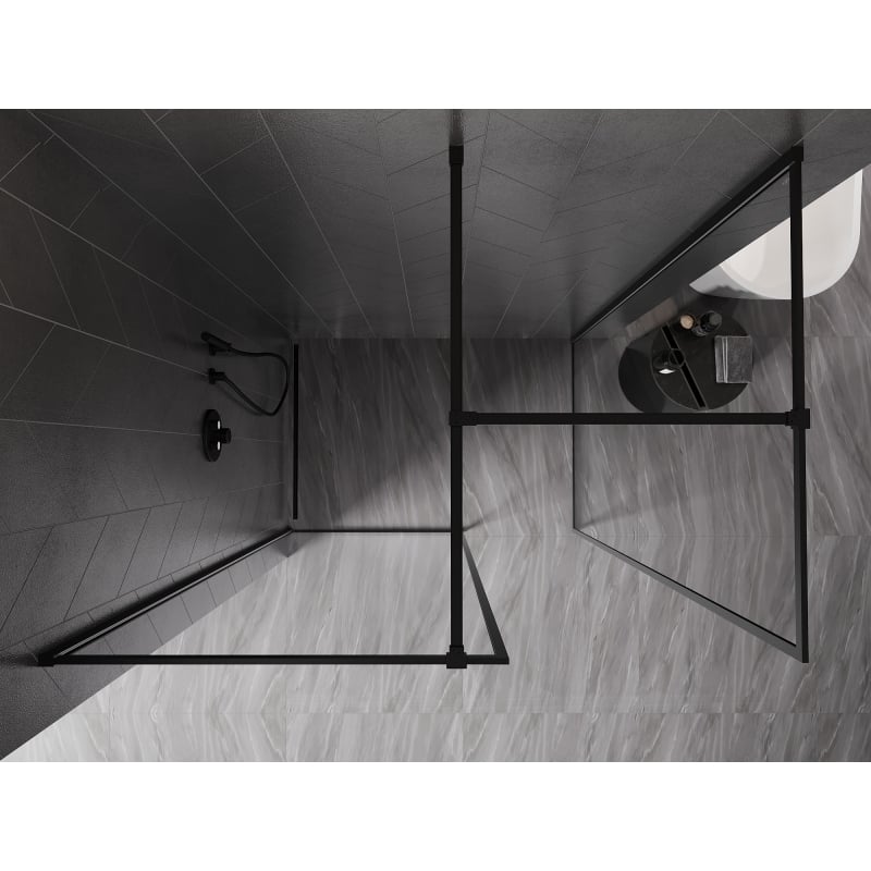 Mexen Kioto-F Sprchová stěna Walk-in s rámem 100 x 90 cm, transparentní 8 mm, černá - 800-100-202-04-70-090