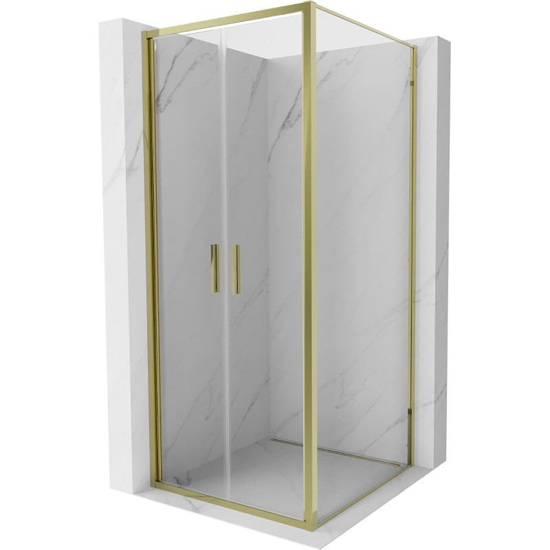Mexen Exo-B Duo sprchový kout s otevíracími dveřmi 70 x 70 cm, transparentní, zlatý - 814-070-070-50-00