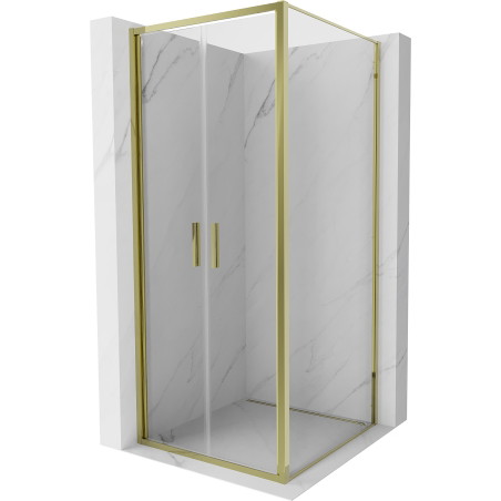 Mexen Exo-B Duo sprchová kabina otevírací 90 x 90 cm, transparentní, zlatá - 814-090-090-50-00