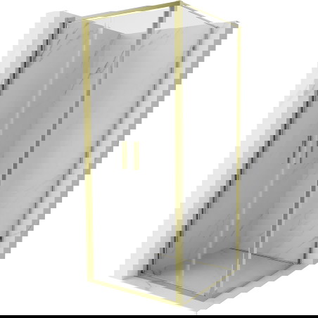 Mexen Exo sprchový kout otočný 100 x 100 cm, transparentní, zlatý - 814-100-100-50-00