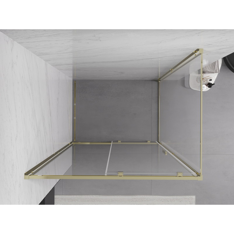 Mexen Exo-S posuvný sprchový kout 90 x 75 cm, průhledný, zlatý - 8151-090-075-50-00
