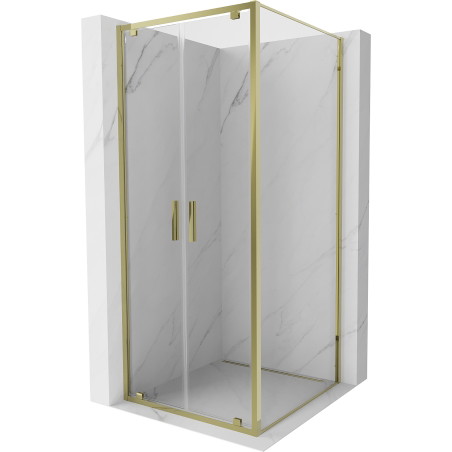 Mexen Exo-BR Duo sprchový kout otevírací 70 x 70 cm, transparentní, zlatý - 8182-070-070-50-00
