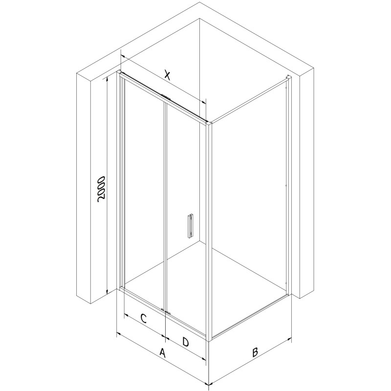 Mexen Exo-F skládací sprchový kout 75 x 85 cm, průhledný, zlatý - 816-075-085-50-00