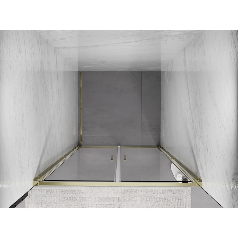 Mexen Exo-B Duo sprchové dveře dvojité výkyvné 90 cm, transparentní, zlaté - 814-090-000-50-00