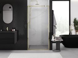 Mexen Exo-S posuvné sprchové dveře 90 cm, transparentní, zlaté - 8151-090-000-50-00