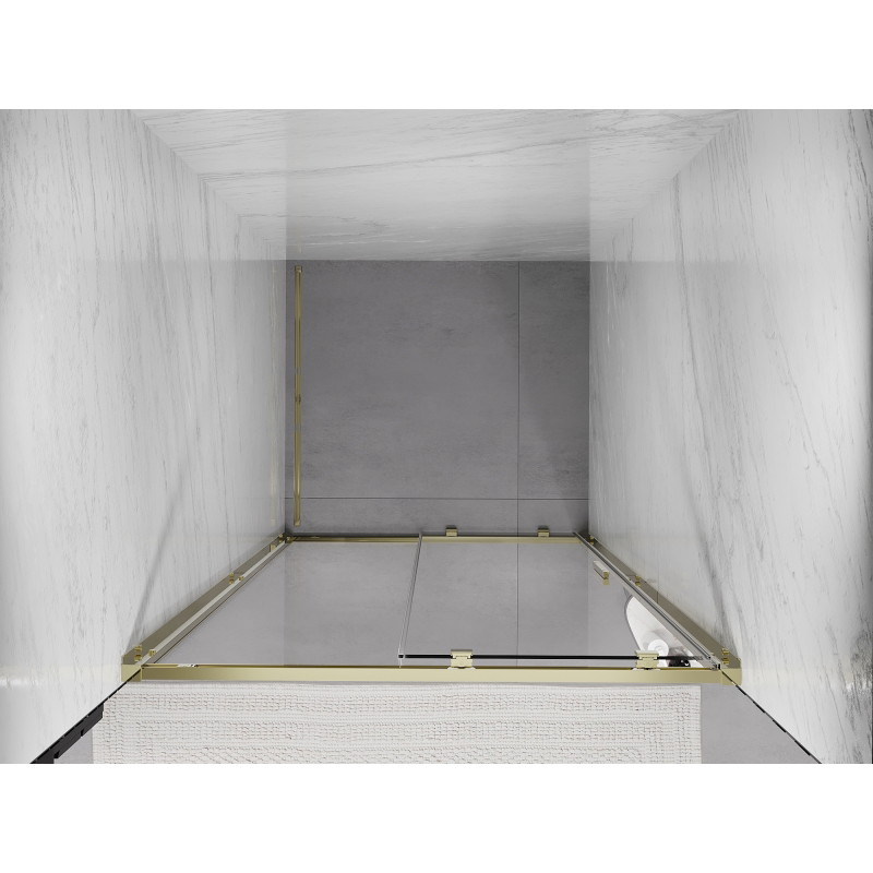 Mexen Exo-S posuvné sprchové dveře 90 cm, transparentní, zlaté - 8151-090-000-50-00