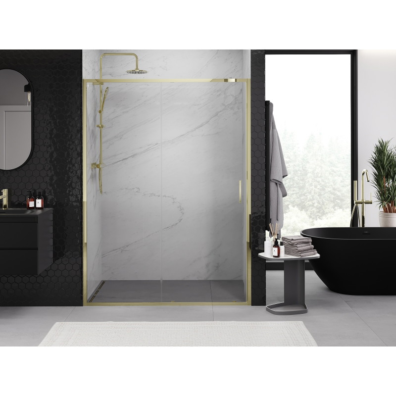 Mexen Exo-S posuvné sprchové dveře 150 cm, transparentní, zlaté - 8151-150-000-50-00