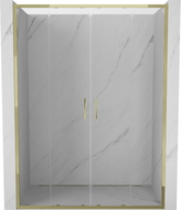 Mexen Exo-S Duo Dvojité posuvné sprchové dveře 130 cm, čiré, zlaté - 8152-130-000-50-00