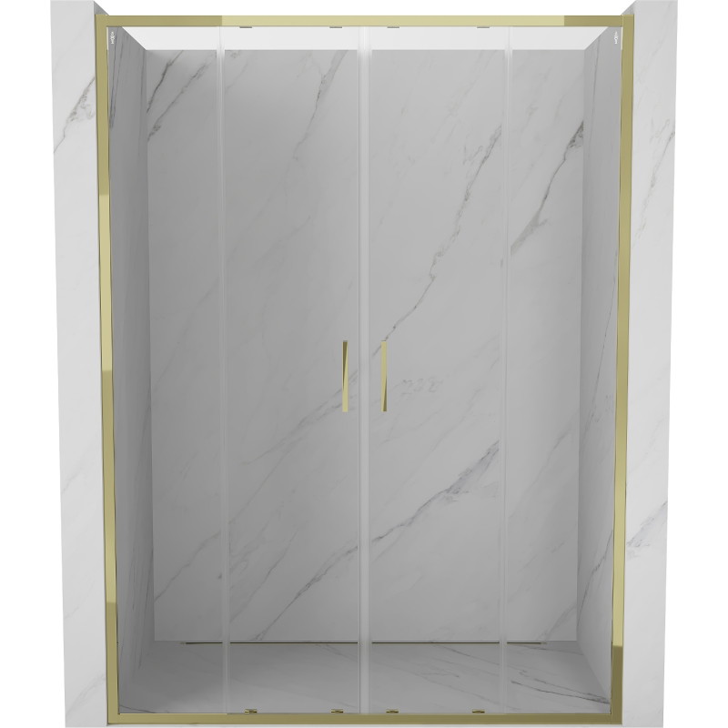 Mexen Exo-S Duo dvoukřídlé posuvné sprchové dveře 150 cm, transparentní, zlaté - 8152-150-000-50-00