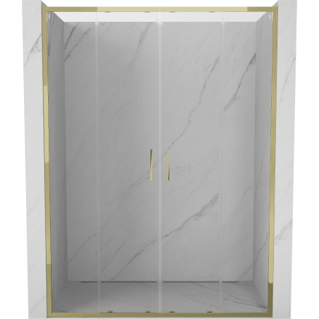 Mexen Exo-S Duo dvoukřídlé posuvné sprchové dveře 150 cm, transparentní, zlaté - 8152-150-000-50-00