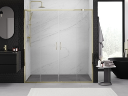 Mexen Exo-S Duo sprchové dveře dvojité posuvné 190 cm, transparentní, zlaté - 8152-190-000-50-00