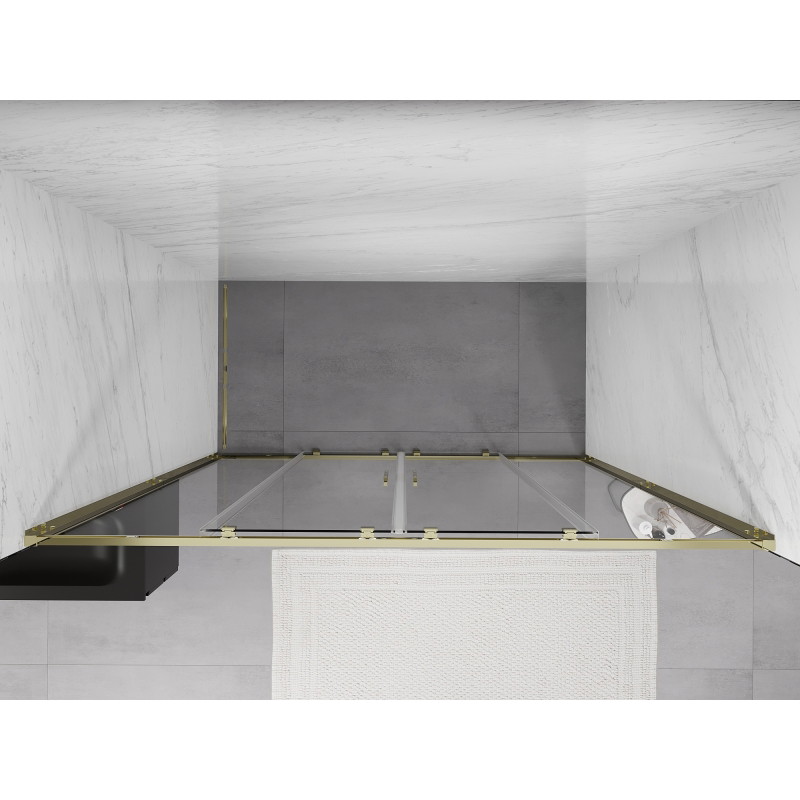 Mexen Exo-S Duo sprchové dveře dvojité posuvné 190 cm, transparentní, zlaté - 8152-190-000-50-00
