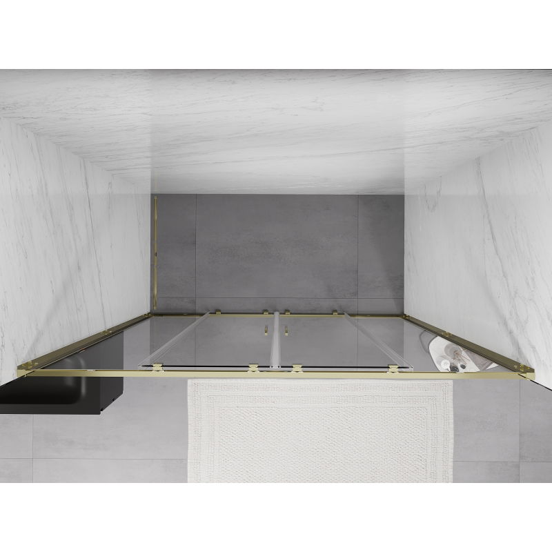 Mexen Exo dvoukřídlé posuvné sprchové dveře 200 cm, transparentní, zlaté - 8152-200-000-50-00