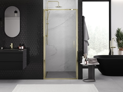 Mexen Exo-B sprchové dveře otočné 75 cm, transparentní, zlaté - 817-075-000-50-00