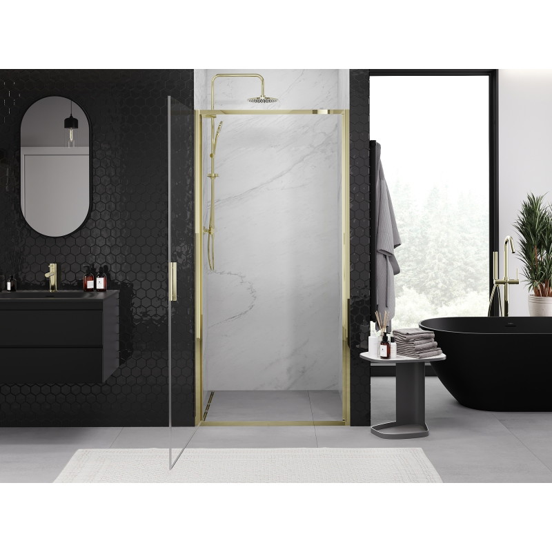 Mexen Exo-B sprchové dveře výklopné 80 cm, transparentní, zlaté - 817-080-000-50-00