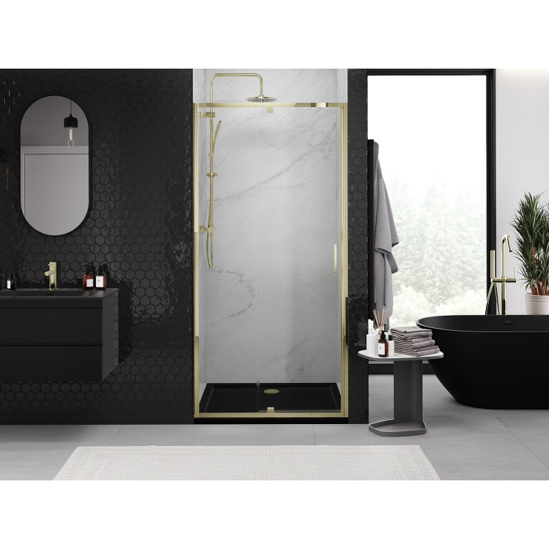 Mexen Exo-R sprchové dveře otevírací 95 cm, transparentní, zlaté - 819-095-000-50-00
