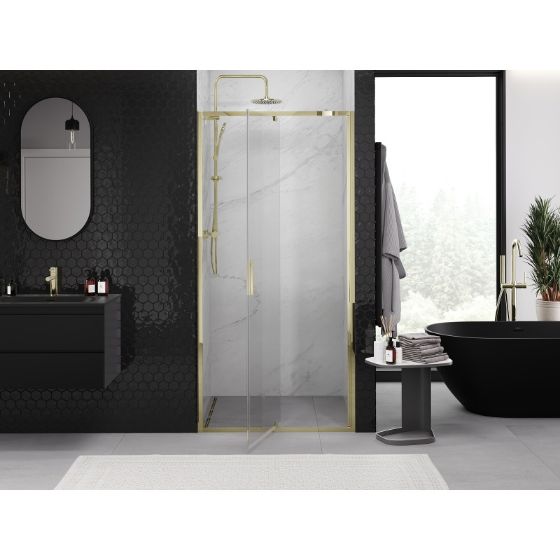 Mexen Exo-R sprchové dveře otevírací 95 cm, transparentní, zlaté - 819-095-000-50-00