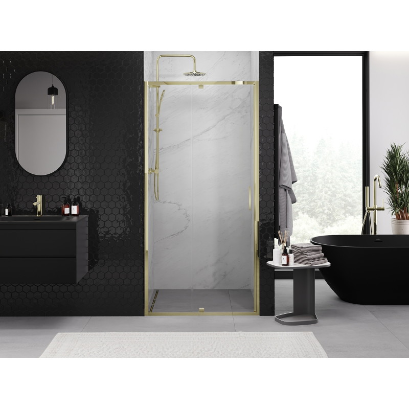 Mexen Exo-R sprchové dveře otočné 120 cm, transparentní, zlaté - 819-120-000-50-00