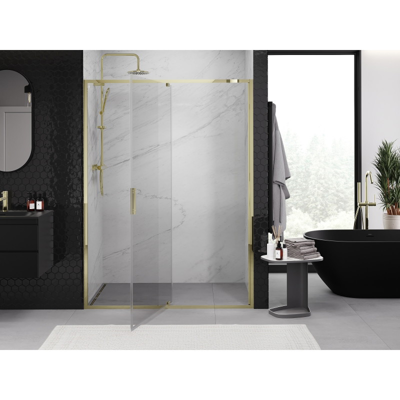 Mexen Exo-R sprchové dveře 130 cm, průhledné, zlaté - 819-130-000-50-00