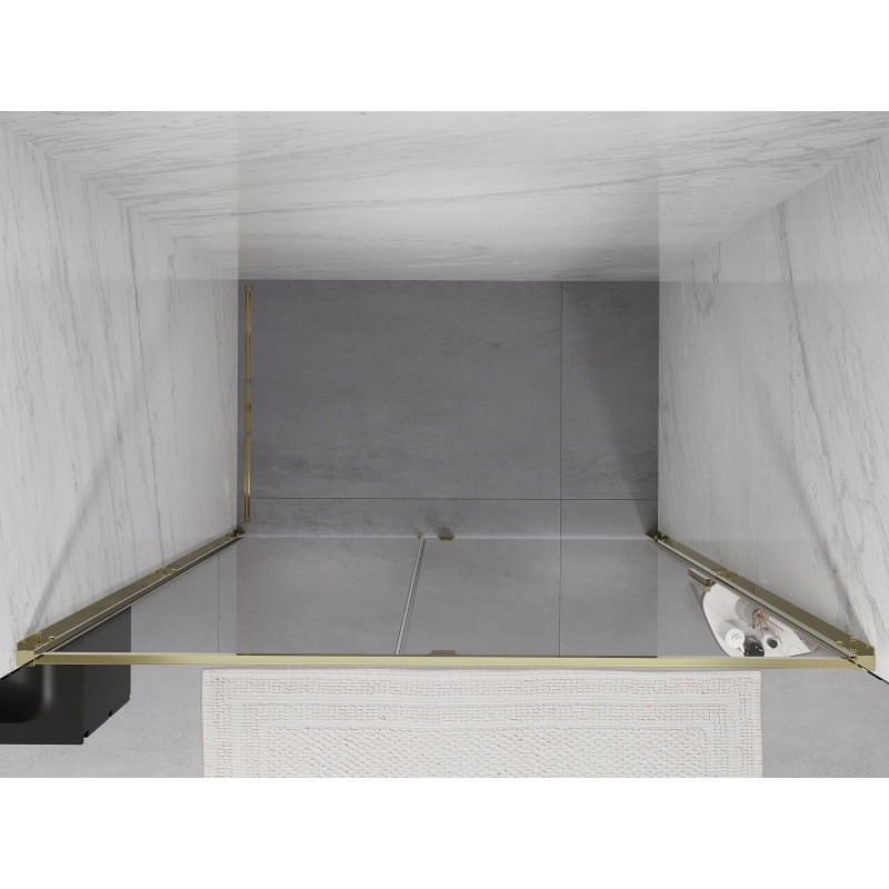 Mexen Exo-R sprchové dveře otočné 135 cm, transparentní, zlaté - 819-135-000-50-00