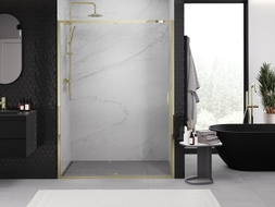 Mexen Exo-R sprchové dveře otevírací 155 cm, transparentní, zlaté - 819-155-000-50-00