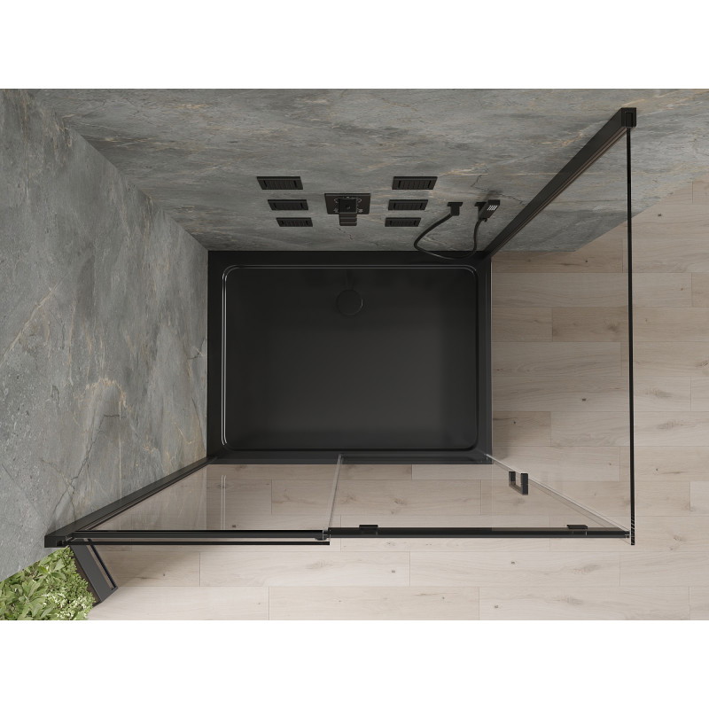 Mexen Omega posuvná sprchová kabina 120 x 90 cm, transparentní, černá + vanička Flat, černá - 825-120-090-70-00-4070B