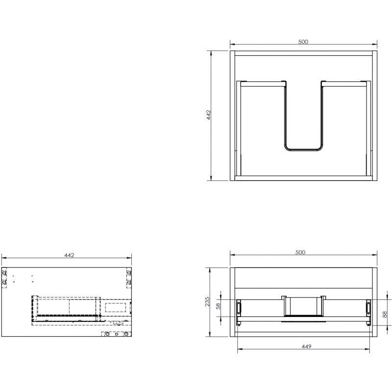 Mexen Box-A korpus skříňky pod umyvadlo 50 cm, 1 zásuvka, grafit mat - 91AX0-0500-235-1-66
