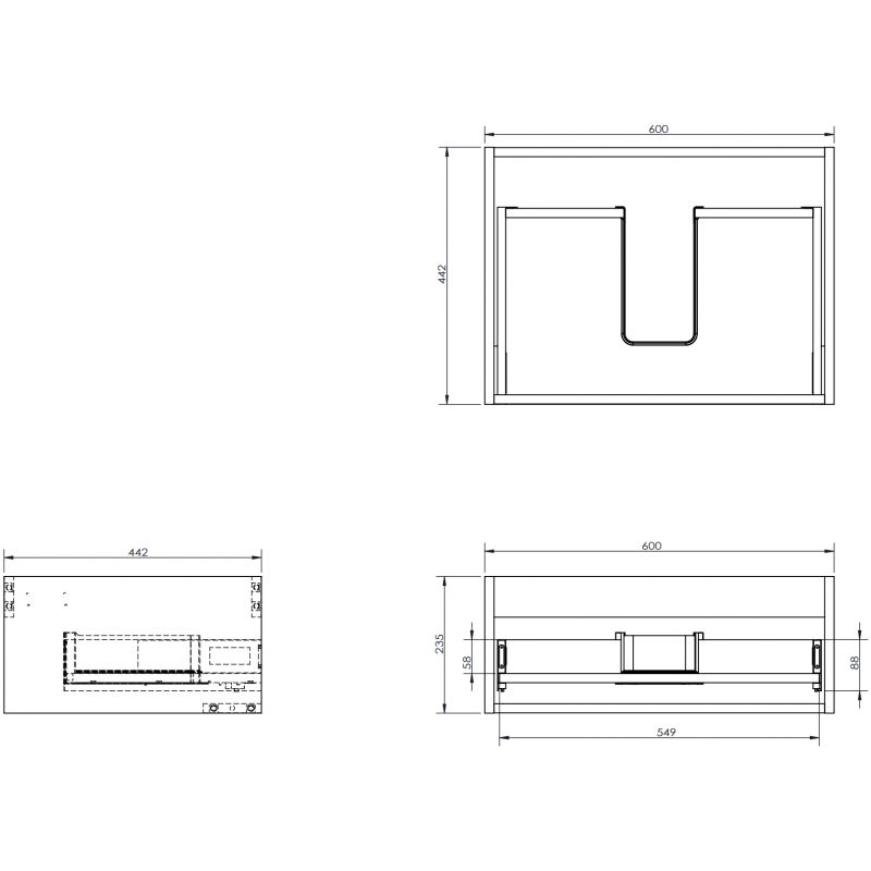 Mexen Box-A korpus umyvadlové skříňky 60 cm, 1 zásuvka, šedý mat - 91AX0-0600-235-1-62