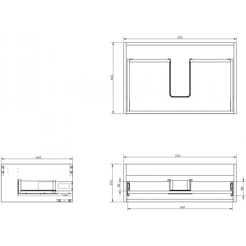 Mexen Box-A skříňka pod umyvadlo 70 cm, 1 zásuvka, ořech - 91AX0-0700-235-1-86