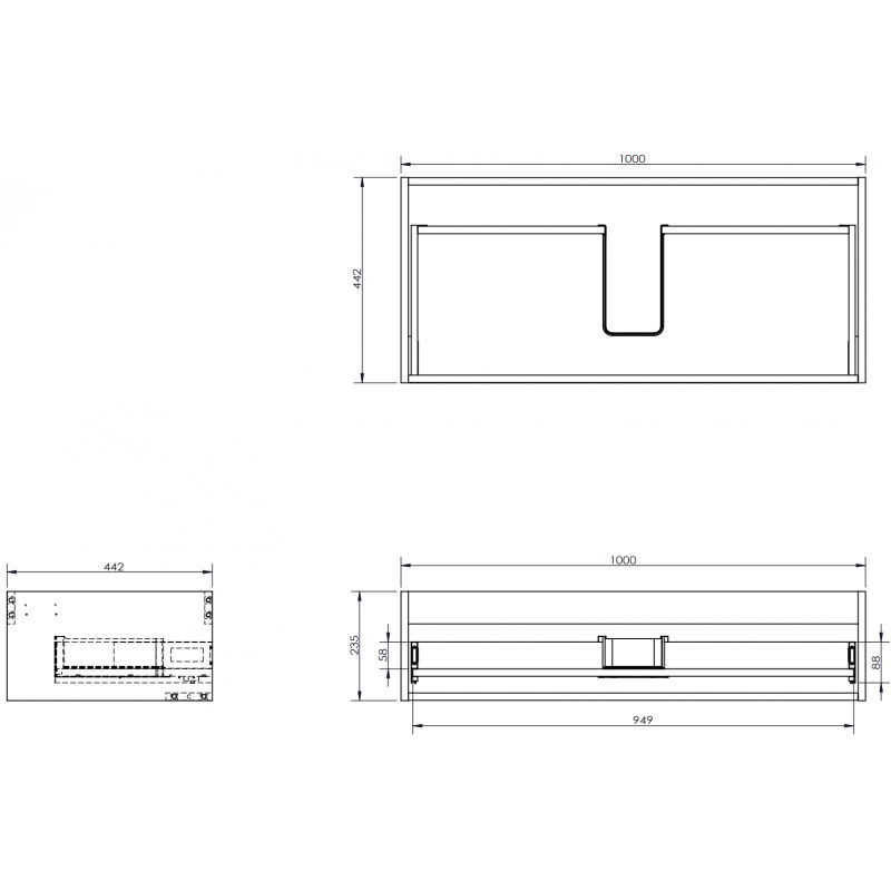 Mexen Box-A korpus skříňky pod umyvadlo 100 cm, 1 zásuvka, ořech - 91AX0-1000-235-1-86