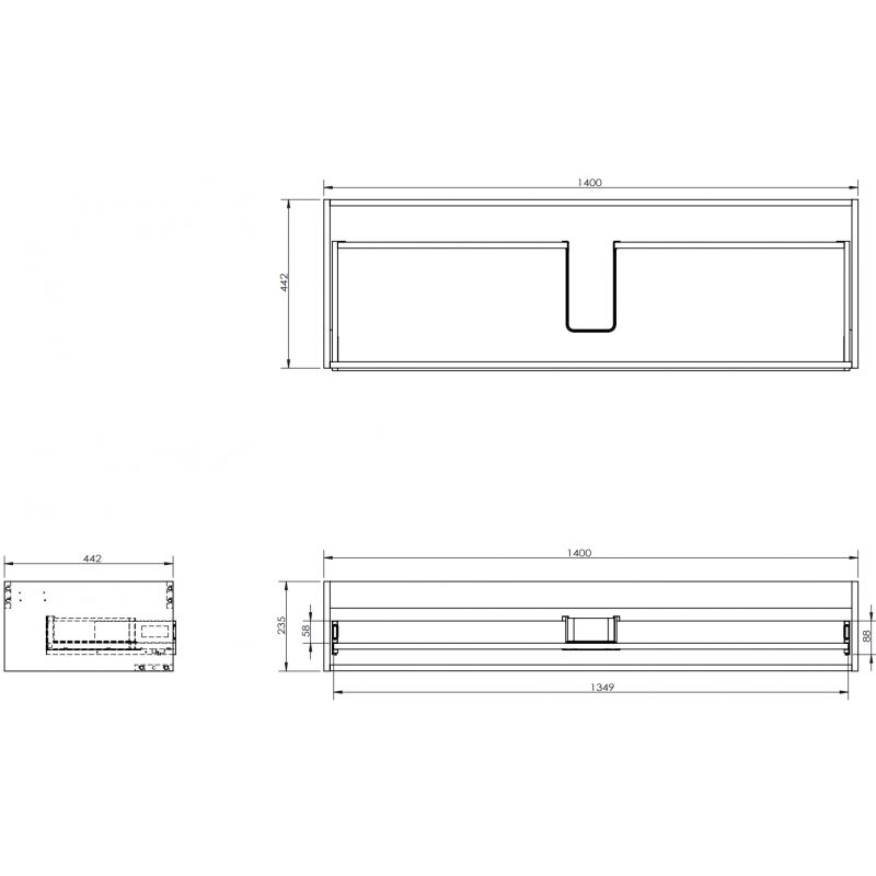 Mexen Box-A korpus skříňky pod umyvadlo 140 cm, 1 zásuvka, ořech - 91AX0-1400-235-1-86