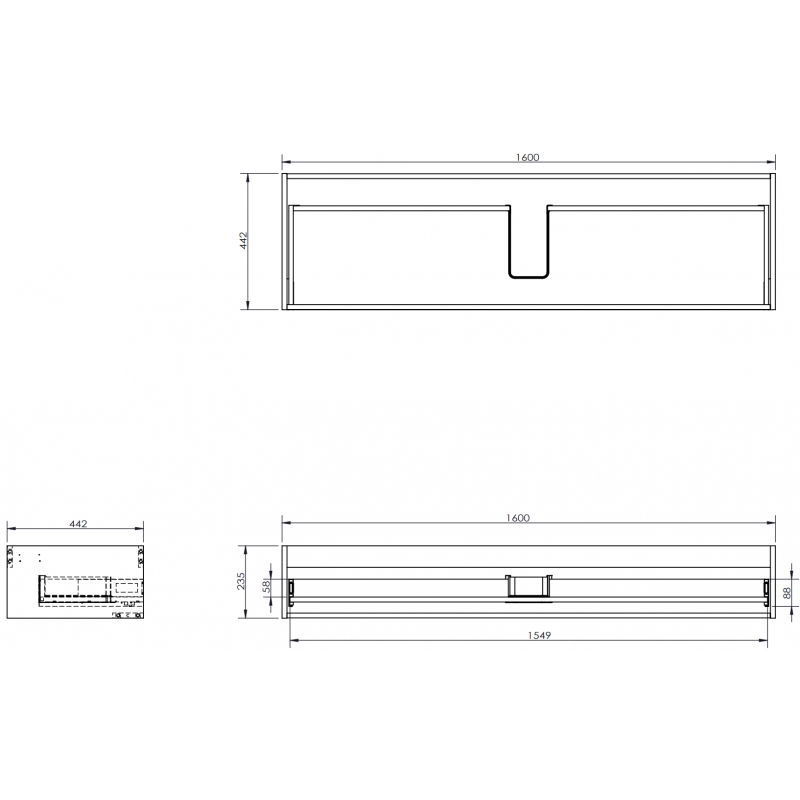 Mexen Box-A korpus skříňky pod umyvadlo 160 cm, 1 zásuvka, černý lesk - 91AX0-1600-235-1-70