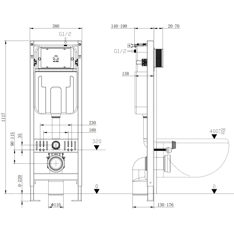 Mexen Fenix W podomítkový instalační modul pro WC - 60105