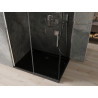 Mexen Omega posuvná sprchová kabina 100 x 90 cm, grafitová, chrom + sprchová vanička Flat, černá - 825-100-090-01-40-4070