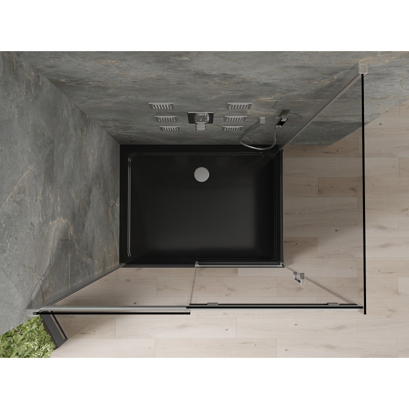 Mexen Omega posuvná sprchová kabina 100 x 90 cm, grafitová, chrom + sprchová vanička Flat, černá - 825-100-090-01-40-4070