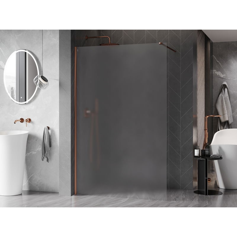 Mexen Kioto-X sprchová zástěna Walk-in 150 x 200 cm, matné sklo 10 mm, růžové zlato - 800-150-101-60-30-X