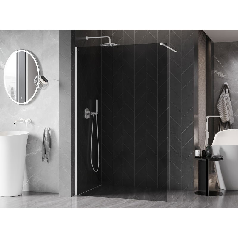 Mexen Kioto-X sprchová stěna Walk-in 160 x 200 cm, grafit 10 mm, bílá - 800-160-101-20-40-X