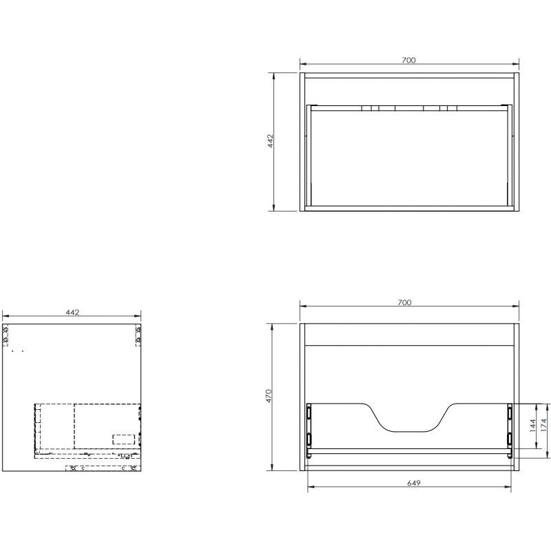 Mexen Box-A korpus skříňky podumyvadlové 70 cm, 1 zásuvka, grafit mat - 91AX0-0700-470-1-66