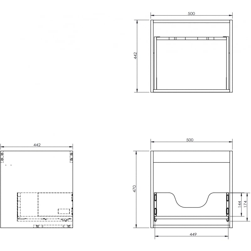 Mexen Box-A korpus koupelnové skříňky 50 cm, 1 zásuvka, černý mat - 91AX0-0500-470-1-71