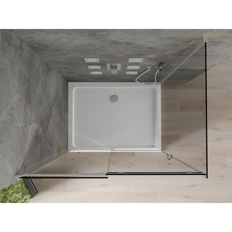 Mexen Omega posuvná sprchová kabina 100 x 90 cm, grafit, chrom + vanička Flat, bílá - 825-100-090-01-40-4010