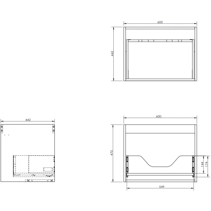 Mexen Box-A korpus skříňky pod umyvadlo 60 cm, 1 zásuvka, dub - 91AX0-0600-470-1-81
