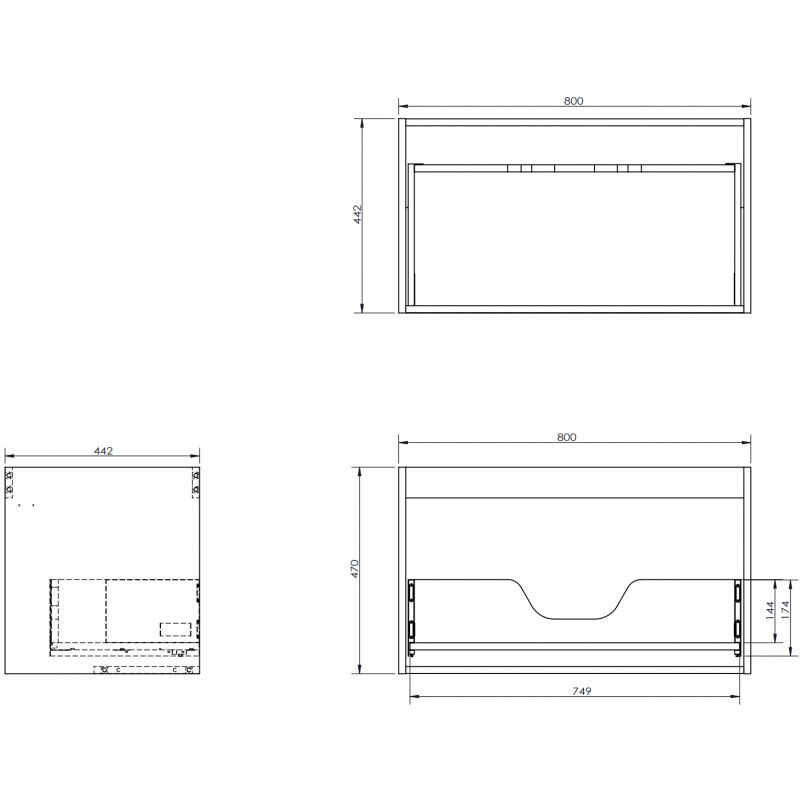 Mexen Box-A korpus skříňky pod umyvadlo 80 cm, 1 zásuvka, dub - 91AX0-0800-470-1-81