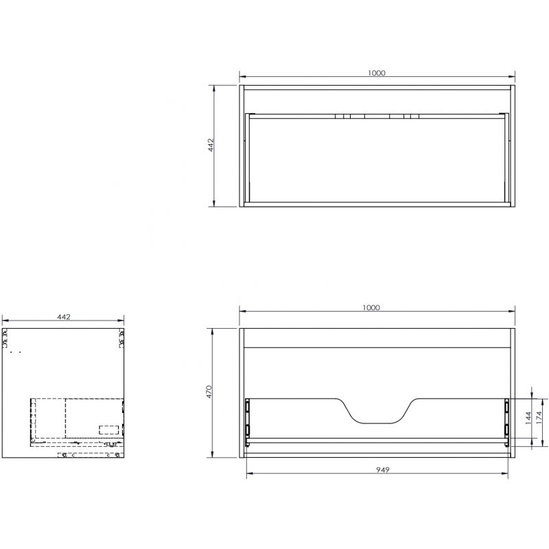 Mexen Box-A korpus skříňky pod umyvadlo 100 cm, 1 zásuvka, dub - 91AX0-1000-470-1-81