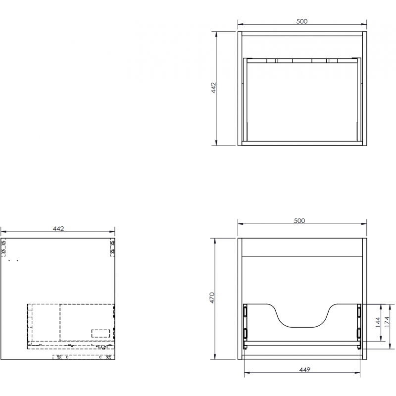 Mexen Box-A korpus koupelnové skříňky 50 cm, 1 zásuvka, ořech - 91AX0-0500-470-1-86