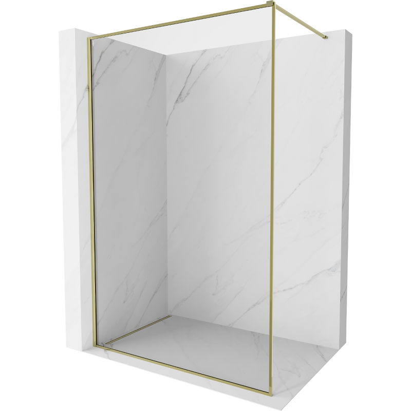 Mexen Kioto-XF sprchová stěna Walk-in s rámem 80 x 202 cm, transparentní 10 mm, zlatá - 800-080-104-50-00-X